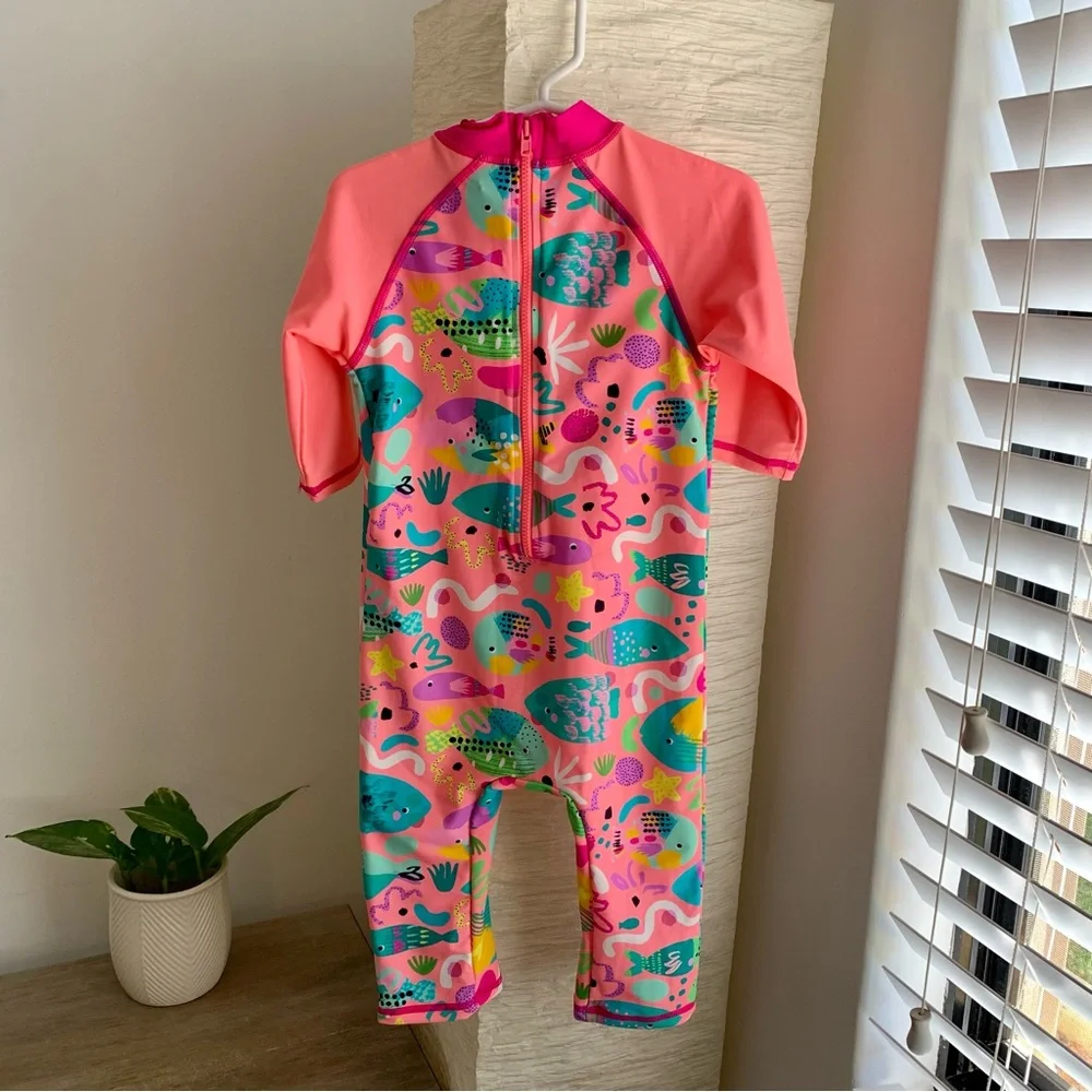 MINI CLUB - Bright Pink & Neon Sea Theme Swim Suit - Sun Safe 4 to 5 Years - NEW - Picture 5 of 6